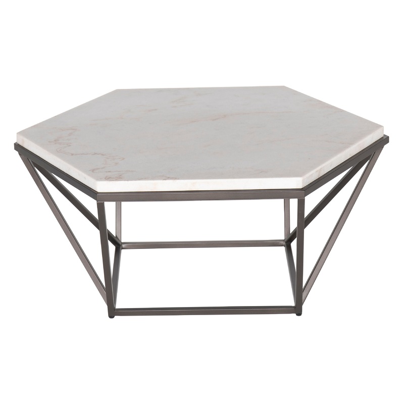 Corvus – White Marble Top Hexagon – White