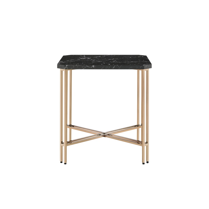 Daxton – Square End Table With Faux Marble Top – Black