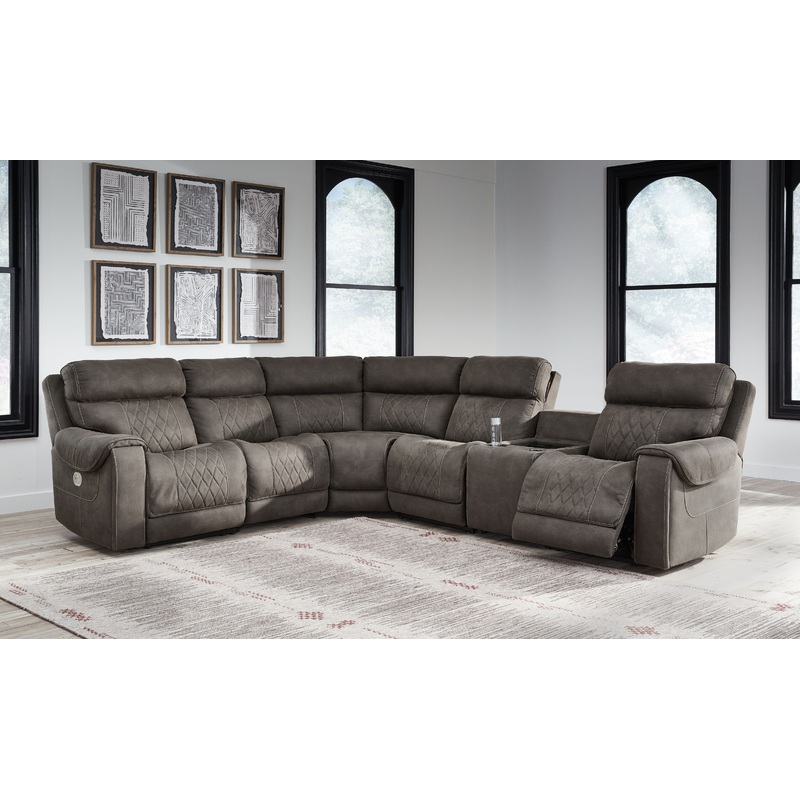Hoopster – Zero Wall Power Recliner with Console 6 Pc Sectional – Gunmetal