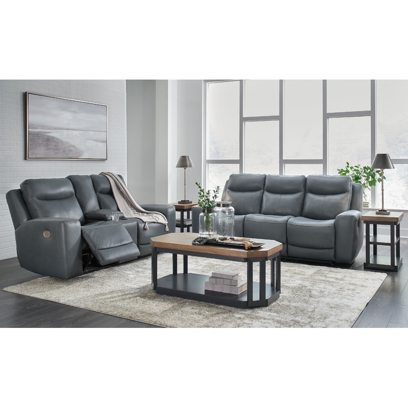 Mindanao – 2 Pc. – Power Reclining Sofa, Power Reclining Loveseat with Console – Steel