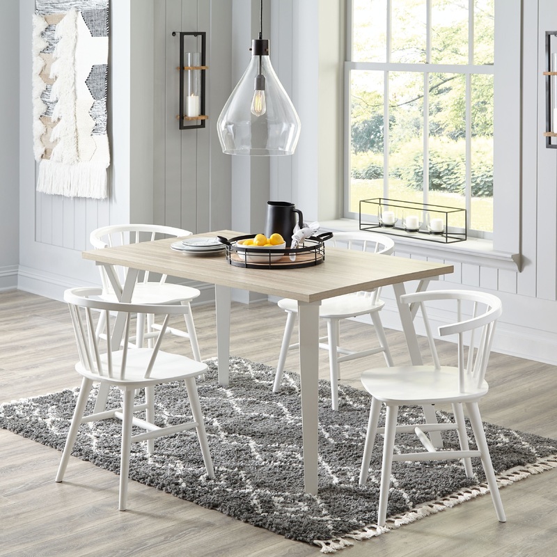 Grannen – Dining Set|White|5 Pc. Rectangular Dining Table, 4 Side Chairs