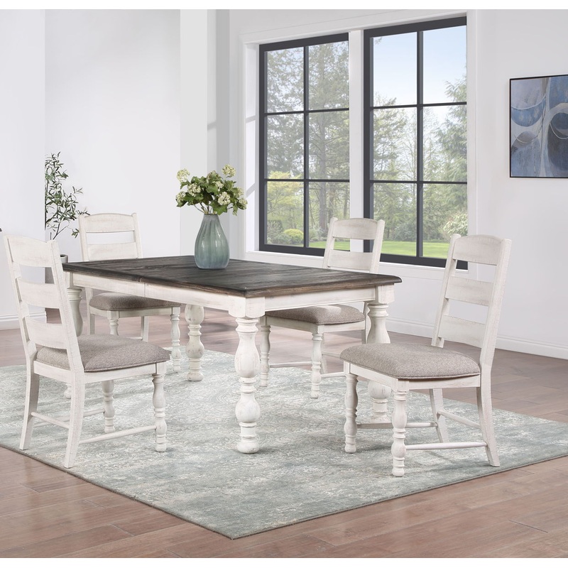 Heston – Dining Set|White|5 Pc. Table, 4 Chairs|7 Pc. Table, 6 Chairs
