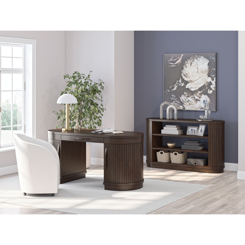 Korestone – 3 Pc. – Home Office Desk, Chair, Credenza – Warm Brown