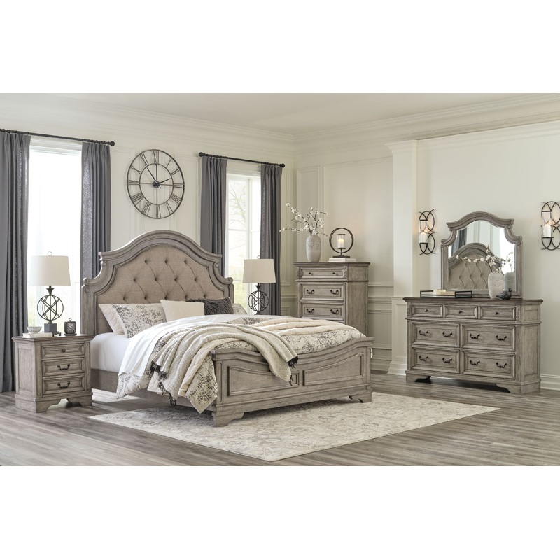 Lodenbay – Panel Bedroom Set|Gray|6 Pc. – Dresser, Mirror, Chest, Panel Bed|5 Pc. – Dresser, Mirror, Panel Bed|8 Pc. – Dresser, Mirror, Chest, Panel Bed, 2 Nightstands|7 Pc. – Dresser, Mirror, Panel Bed, 2 Nightstands|Queen|King|California King