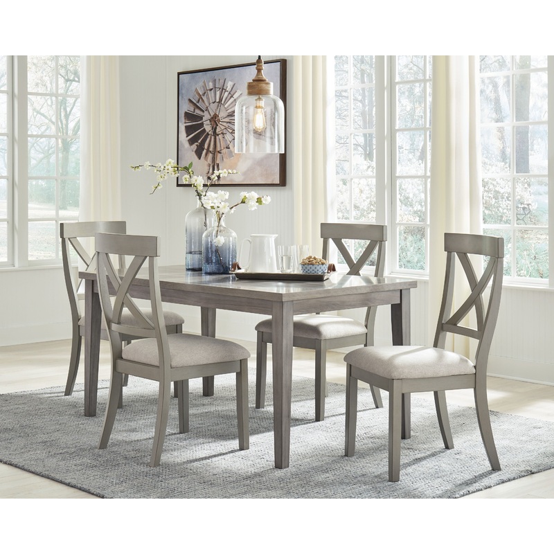 Parellen – Dining Table Set|Gray|5 Pc. – Rectangular Dining Room Table, 4 Upholstered Side Chairs|7 Pc. – Rectangular Dining Room Table, 6 Upholstered Side Chairs