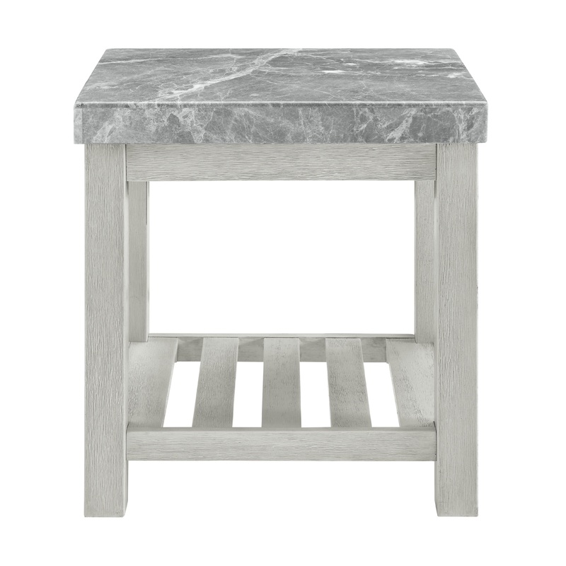 Canova – Gray Marble Top End Table – White