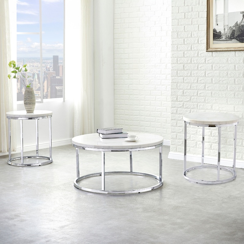 Echo – Table Set|White|3 Pc. Coffee Table, 2 Chairside Tables|3 Pc. Coffee Table, 2 End Tables|3 Pc. Coffe Table, End Table, Chairside Table