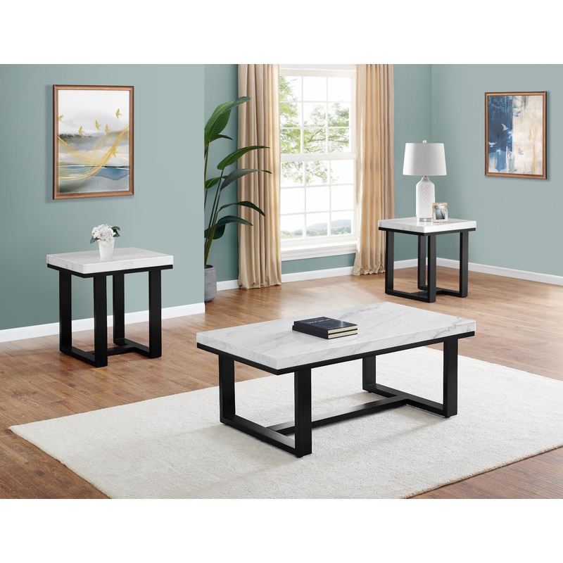 Lucca – Table Set|White|Gray|3 Pc. Cocktail Table, 2 End Tables