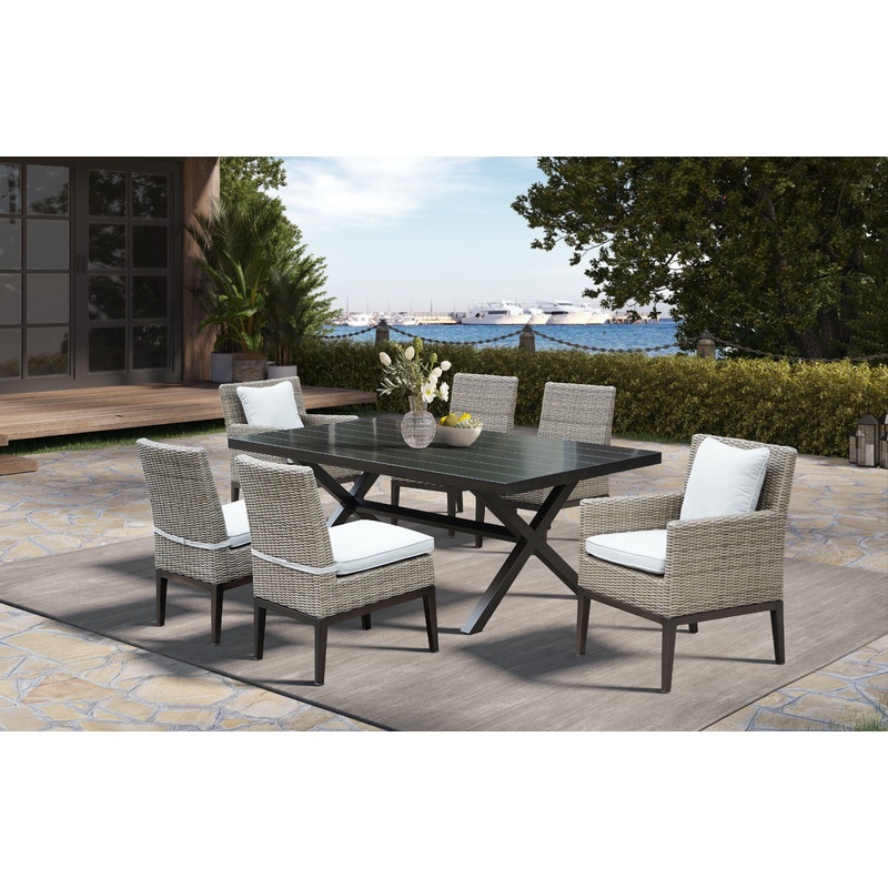 Marina – Outdoor Dining Set|Dark Brown|7 Pc. Table, 4 Chairs, 2 Arm Chairs|7 Pc. Table, 6 Chairs|6 Pc. Table, 2 Chairs, 2 Arm Chairs Bench|5 Pc. Table, 4 Chairs