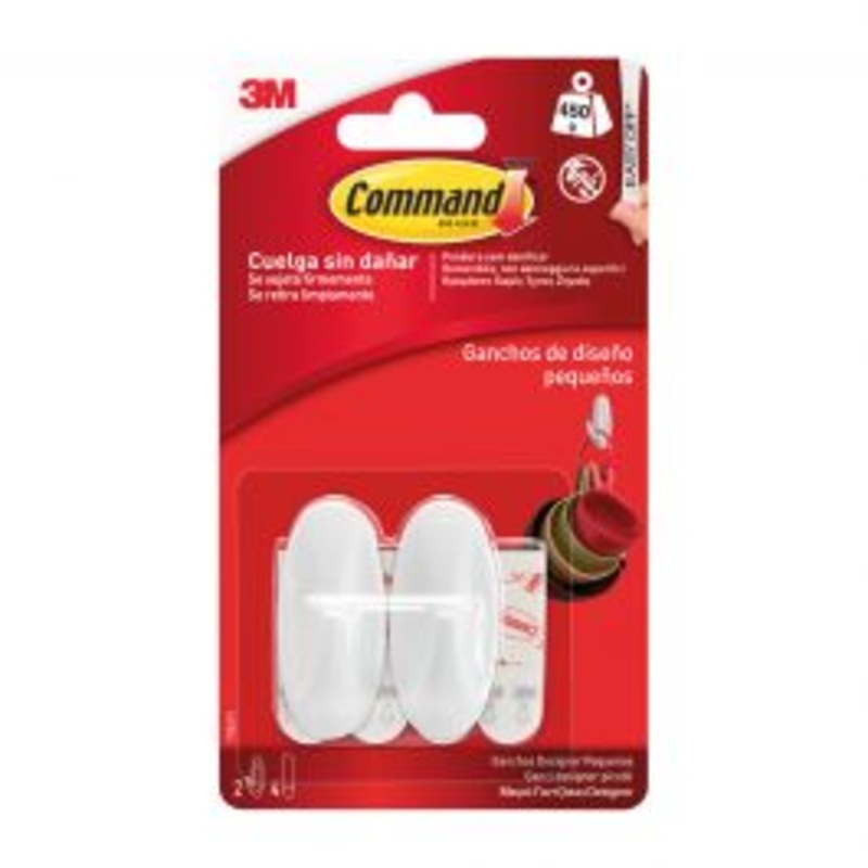 2 SMALL WHITE ADHESIVE COMMAND HOOKS