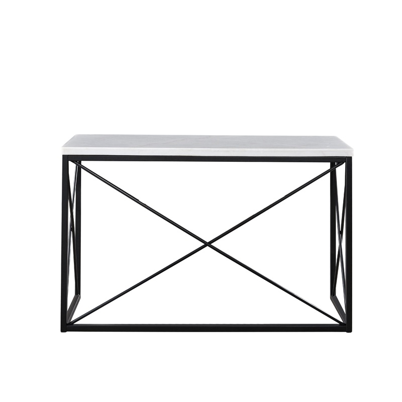 Skyler – White Marble Top Rectangular Sofa Table – White