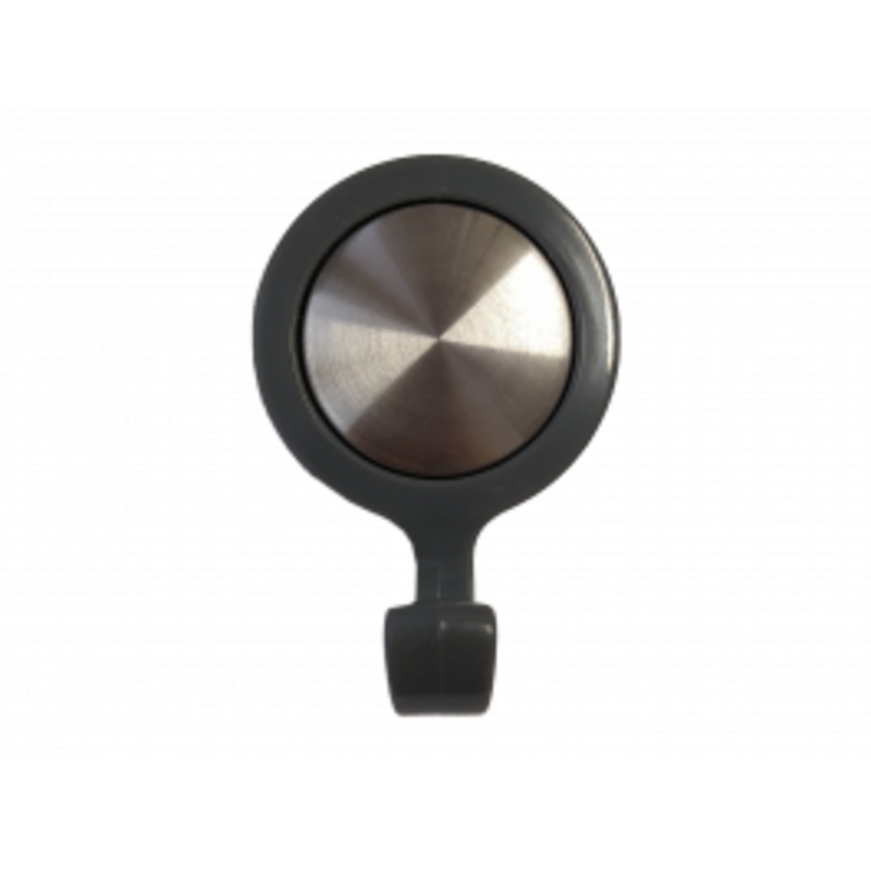 STAINLESS STEEL AND ANTHRACITE ABS ADHESIVE HOOK 6.2X4 CM
