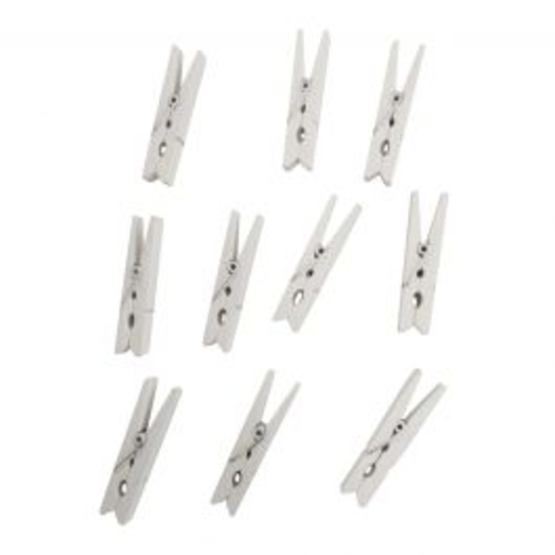12 WHITE PHOTO PEGS 5CM
