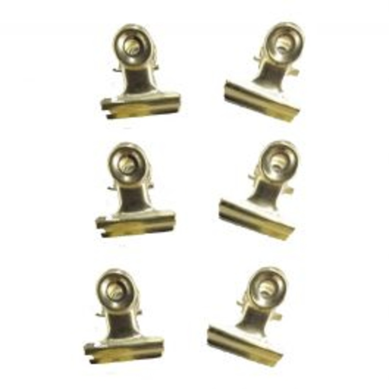 6 GOLD METAL PHOTO HOLDER CLIPS 2CM
