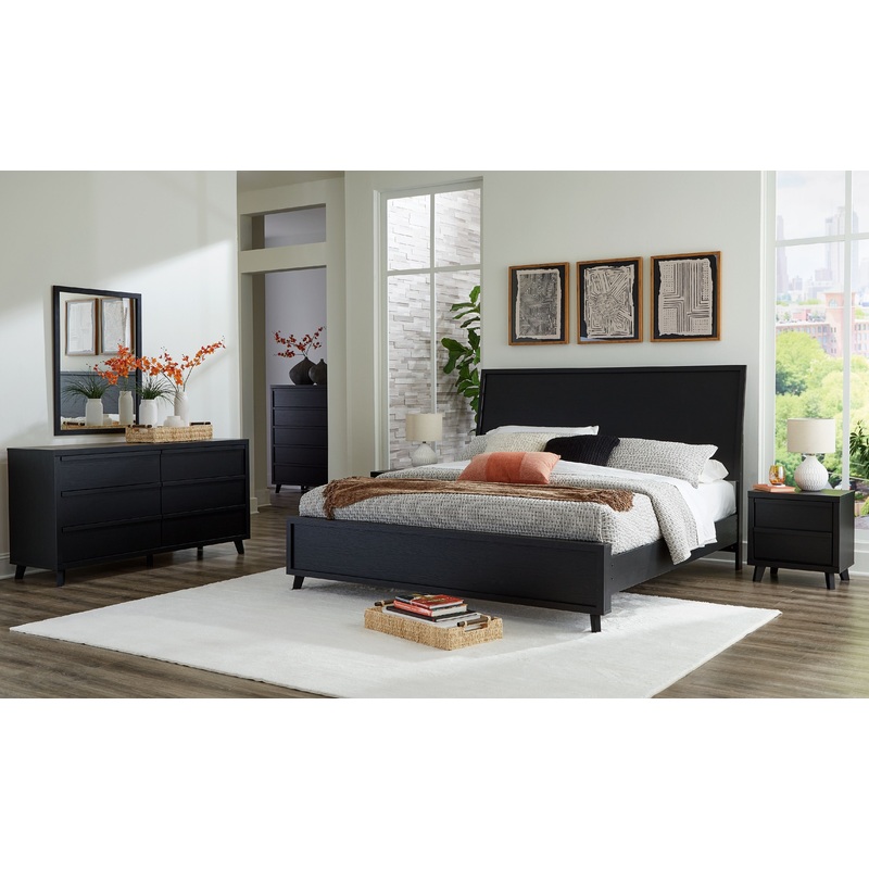 Danziar – Panel Bedroom Set|Black|7 Pc. Bed, Dresser, Mirror, Chest|9 Pc. Bed, Dresser, Mirror, Chest, 2 Nightstands|6 Pc. Bed, Dresser, Mirror|8 Pc. Bed, Dresser, Mirror, 2 Nightstands|King