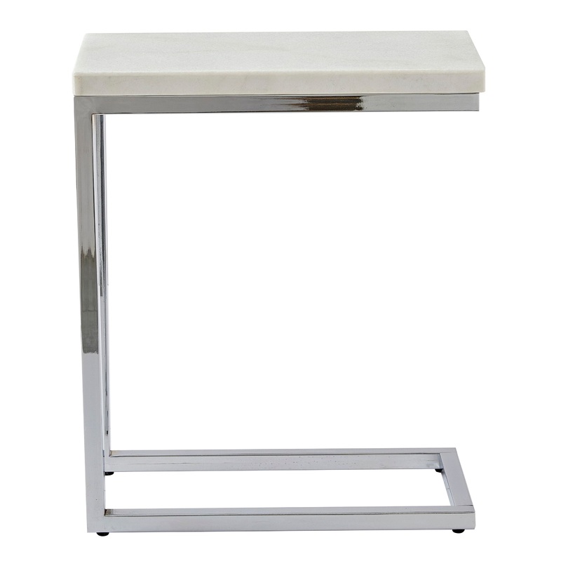 Echo – White Marble Top Chairside Table – White