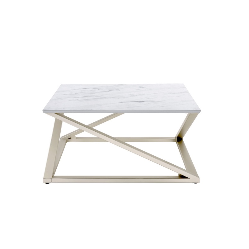 Zurich – Faux White Marble Top Coffee Table – White