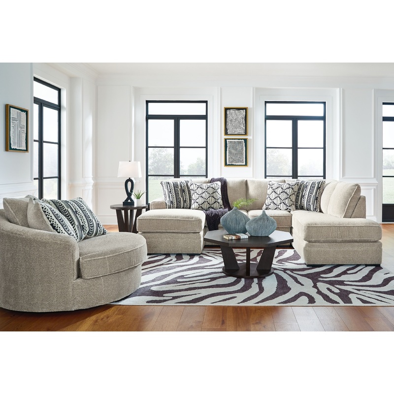 Calnita – Living Room Set|Beige|3 Pc. 2-Piece RAF Corner Chaise Sectional, Chair|3 Pc. 2-Piece LAF Corner Chaise Sectional, Chair