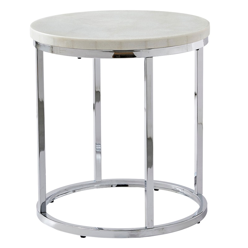 Echo – White Marble Top Round End Table – White