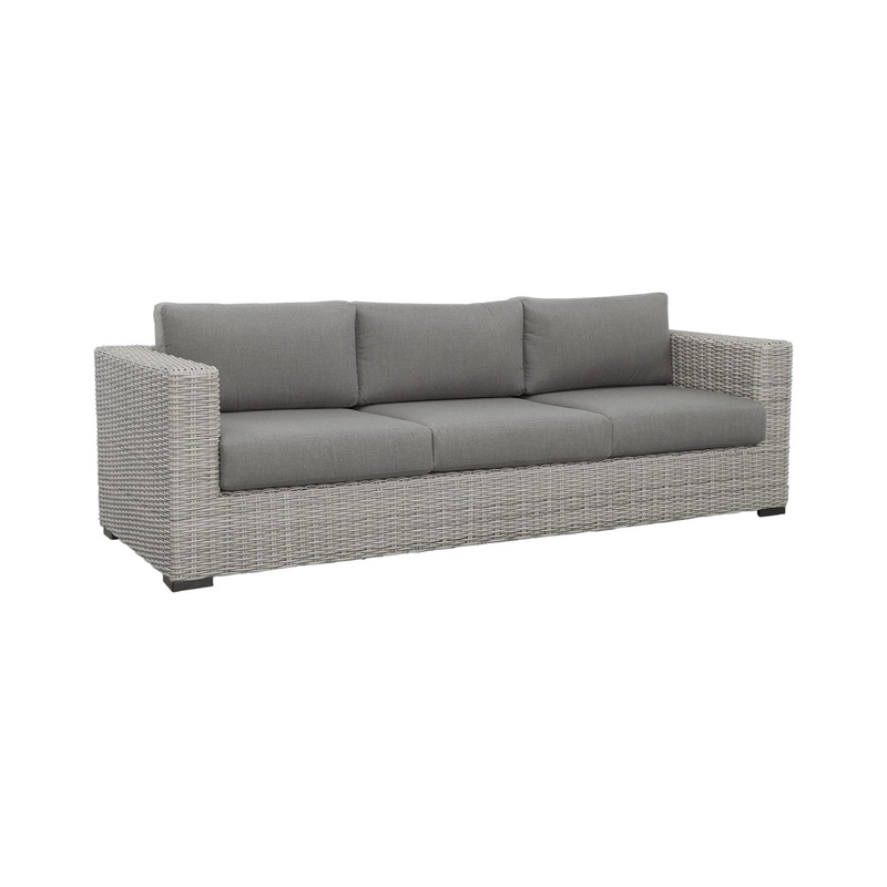 Blakley – Outdoor Sofa With Half Round Wicker – Gray
