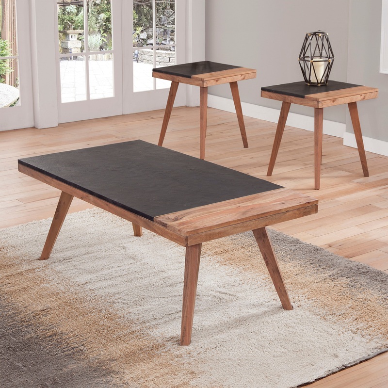 Caspian – Table Set|Dark Brown|3 Pc. Cocktail Table, 2 Round End Tables|3 Pc. Cocktail Table, 2 Square End Tables
