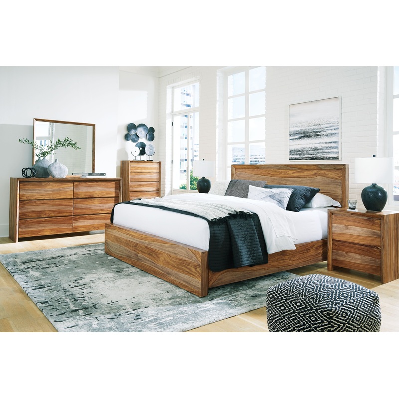 Dressonni – Panel Bedroom Set|Light Brown|5 Pc. Bed, Dresser, Mirror, Chest|7 Pc. Bed, Dresser, Mirror, Chest, 2 Nightstands|4 Pc. Bed, Dresser, Mirror|6 Pc. Bed, Dresser, Mirror, 2 Nightstands|Queen|California King|King