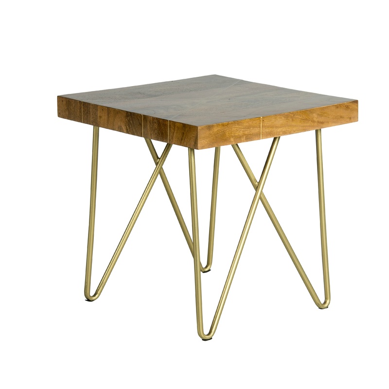 Walter – Brass Inlay End Table – Brown