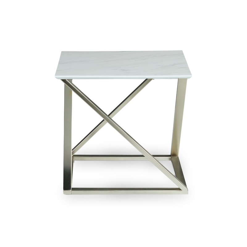 Zurich – End Table With Faux White Marble Top – White