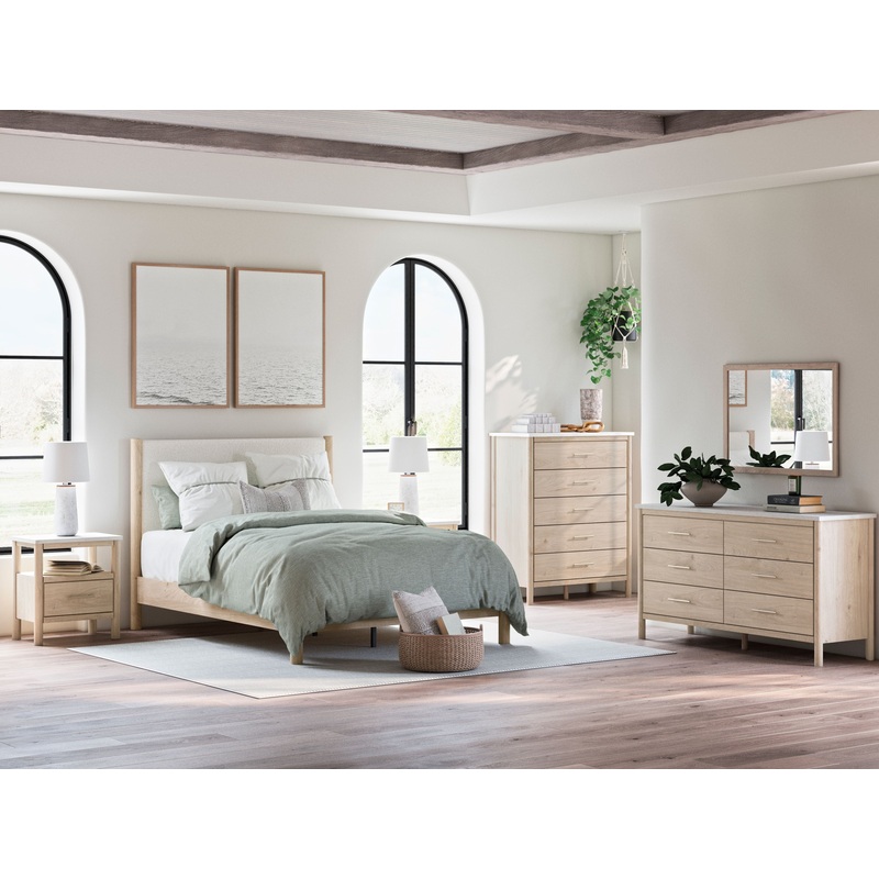 Cadmori – Panel Bedroom Set|Beige|Black|6 Pc. Bed, Dresser, Mirror, Chest|8 Pc. Bed, Dresser, Mirror, Chest, 2 Nightstands|7 Pc. Bed, Dresser, Mirror, 2 Nightstands|5 Pc. Bed, Dresser, Mirror|Queen|King|Full