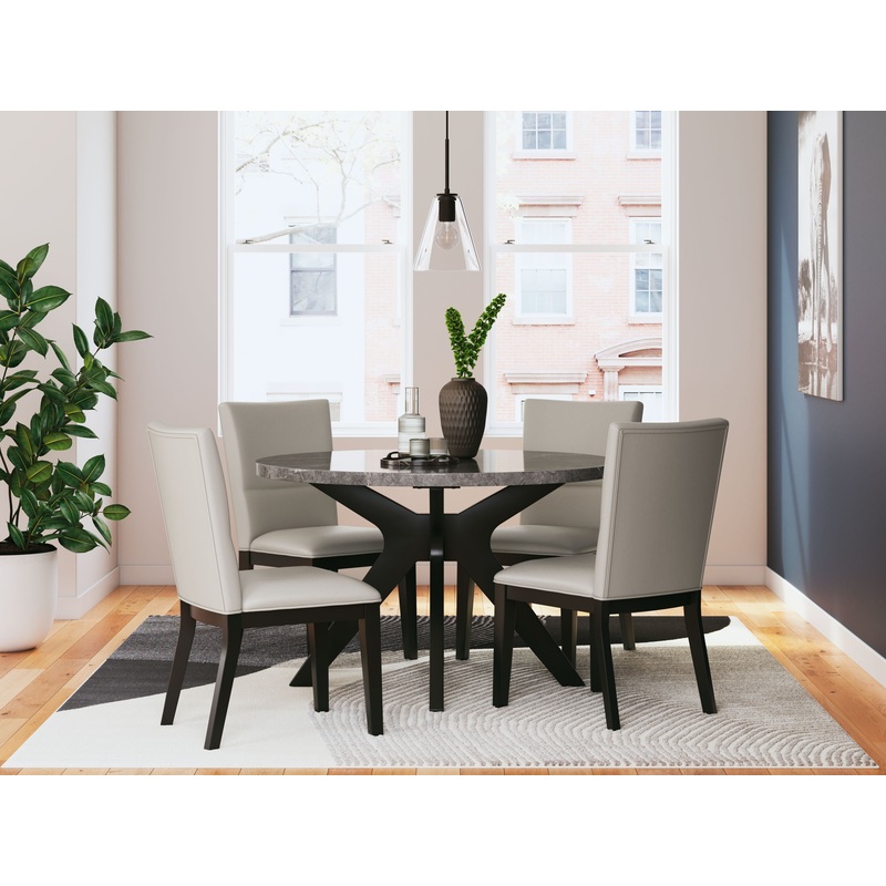 Glinari – 5 Pc. – Dining Room Table, 4 Side Chairs – Taupe / Black
