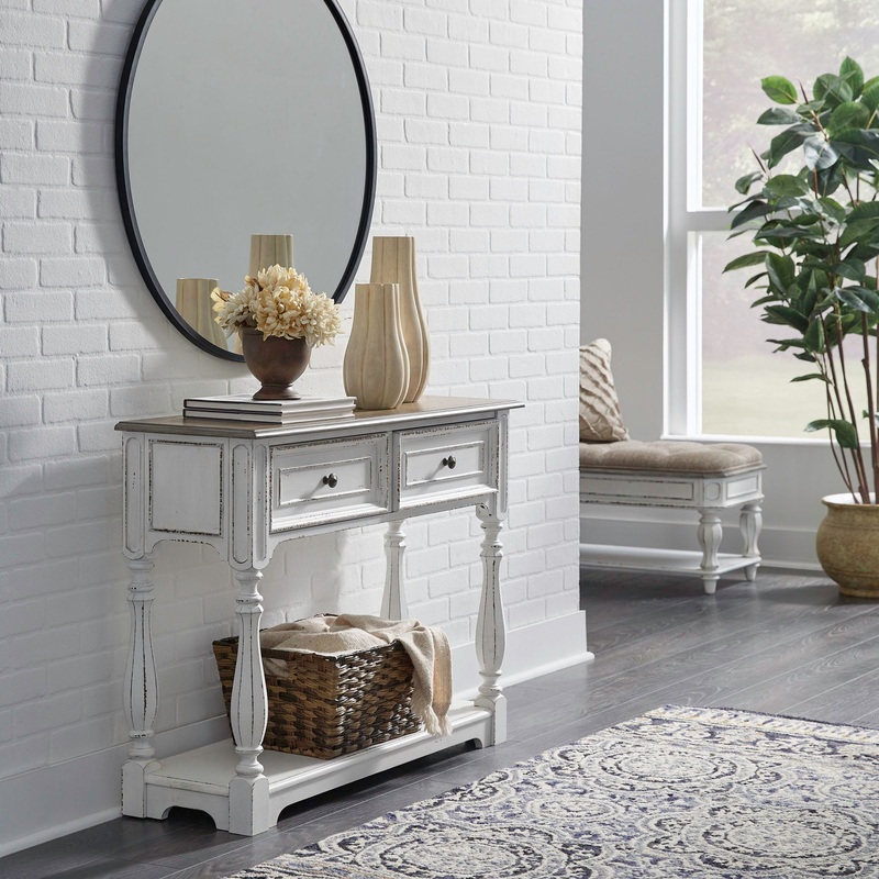 Magnolia Manor – Hall Console Bottom With Shelf For Display & Storage – White