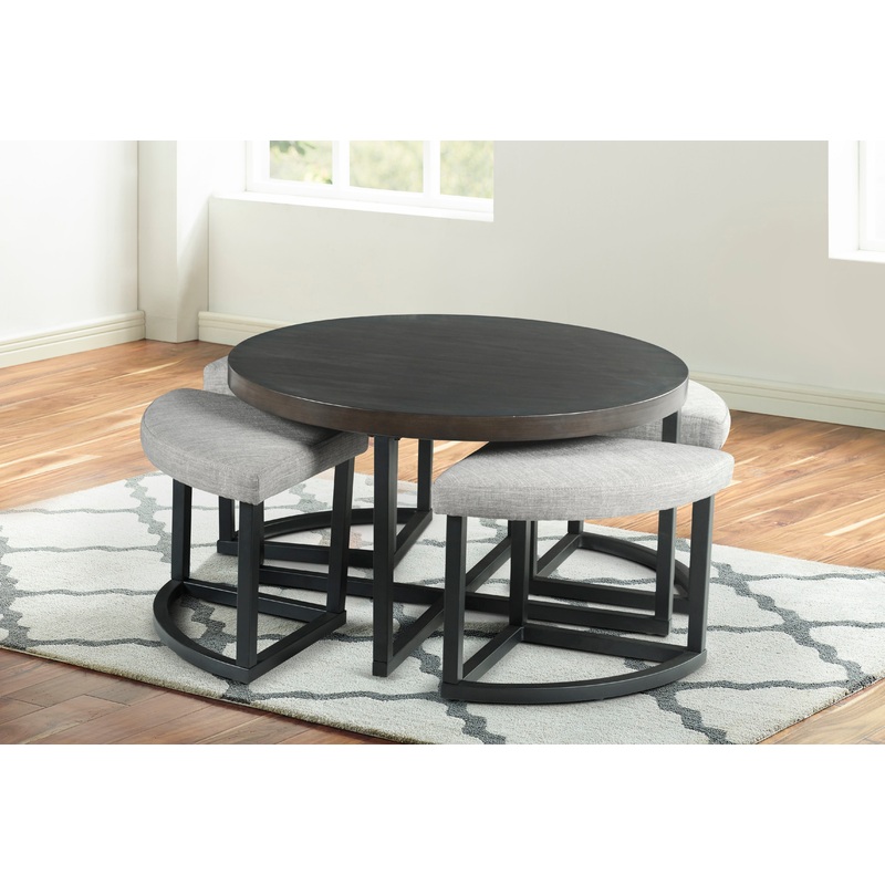 Yukon – Coffee Table With Stools – Brown