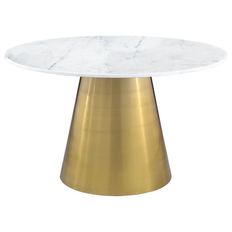 Ambrose – Round Marble Top Dining Table – Brushed Gold