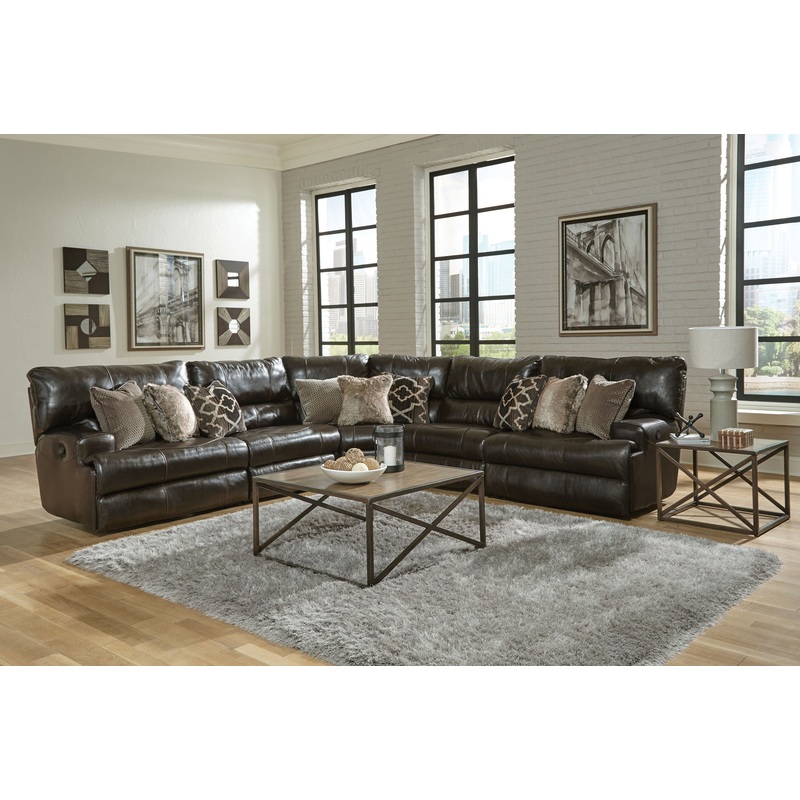 Como – 5 Piece Italian Leather Match Reclining Sectional