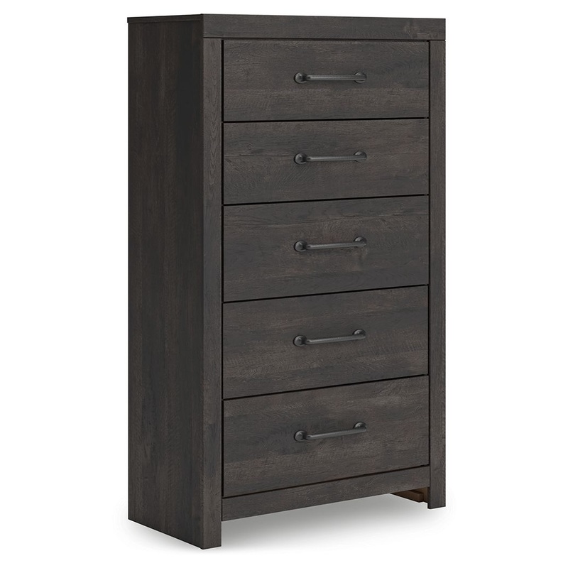 Hollivern – Five Drawer Chest – Dark Gray