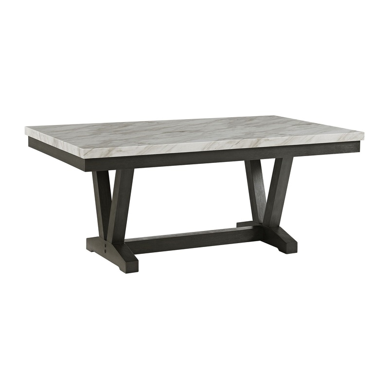 Everdeen – Dining Table With White Faux Marble Top – Charcoal