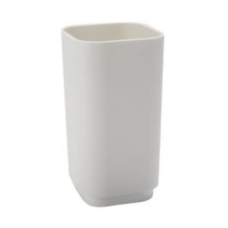 TOOTHBRUSH HOLDER WHITE PLASTIC -SQUARE