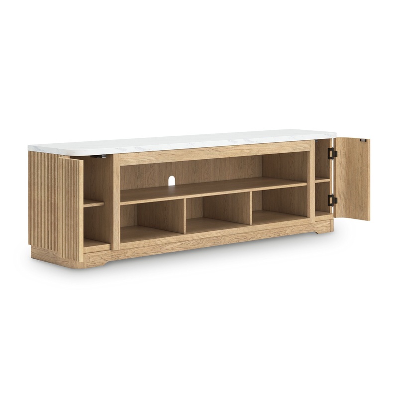 Camdill – XL TV Stand With Fireplace Option – Light Brown