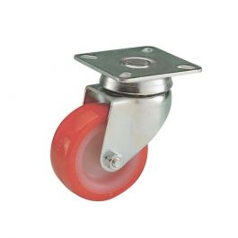 50 MM DIAMETER RED NYLON SWIVEL WHEEL WITH PLATE