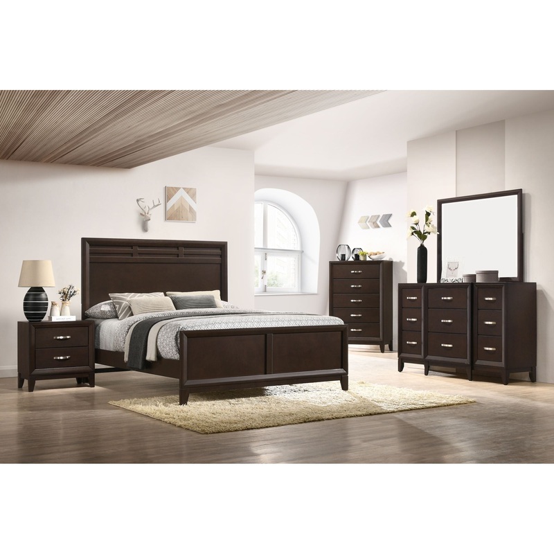 Beaumont – Panel Bedroom Set|Dark Brown|5 Pc. Bed, Dresser, Mirror, Chest, Nightstand|3 Pc. Bed, Chest, Nightstand|4 Pc. Bed, Dresser, Mirror, Nightstand|Full|King|Queen