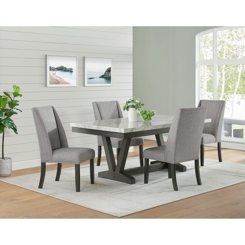Everdeen – Dining Set|Gray|5 Pc. Table, 4 Chairs|6 Pc. Table, 4 Chairs, Bench|7 Pc. Table, 6 Chairs