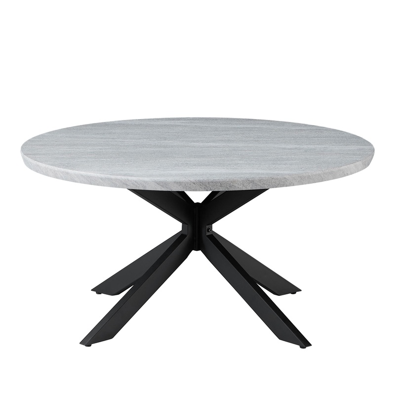 Keyla – Faux Marble Round Cocktail Table – Gray