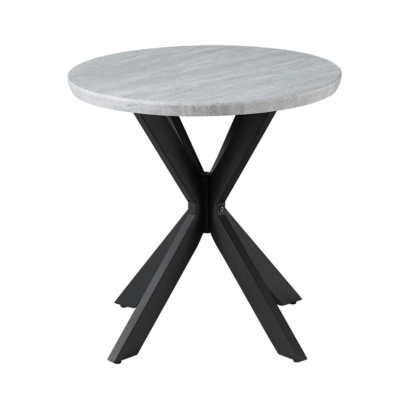 Keyla – Faux Marble Round End Table – Gray
