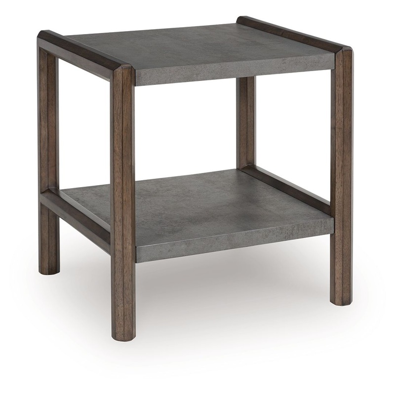 Kallenny – Rectangular End Table – Brown / Gray