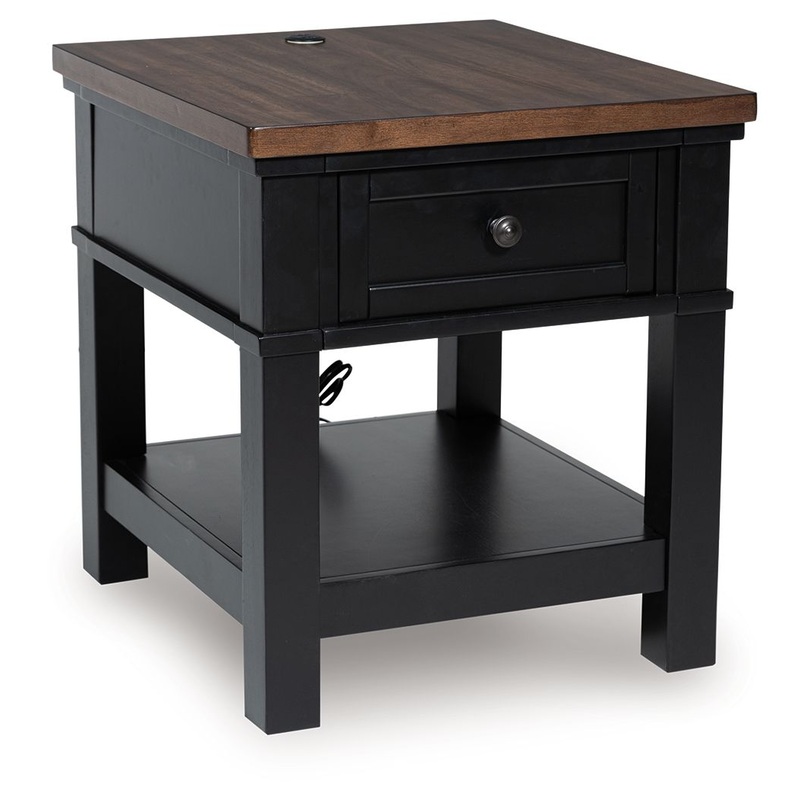 Wildenauer – Rectangular End Table – Brown / Black