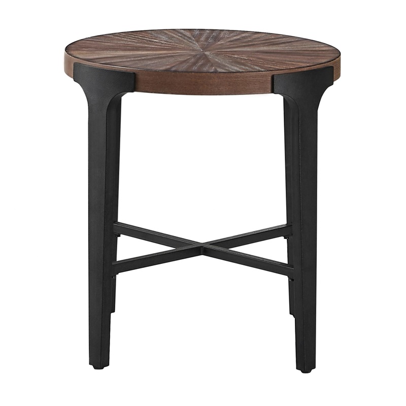 Chevron – Round End Table – Brown