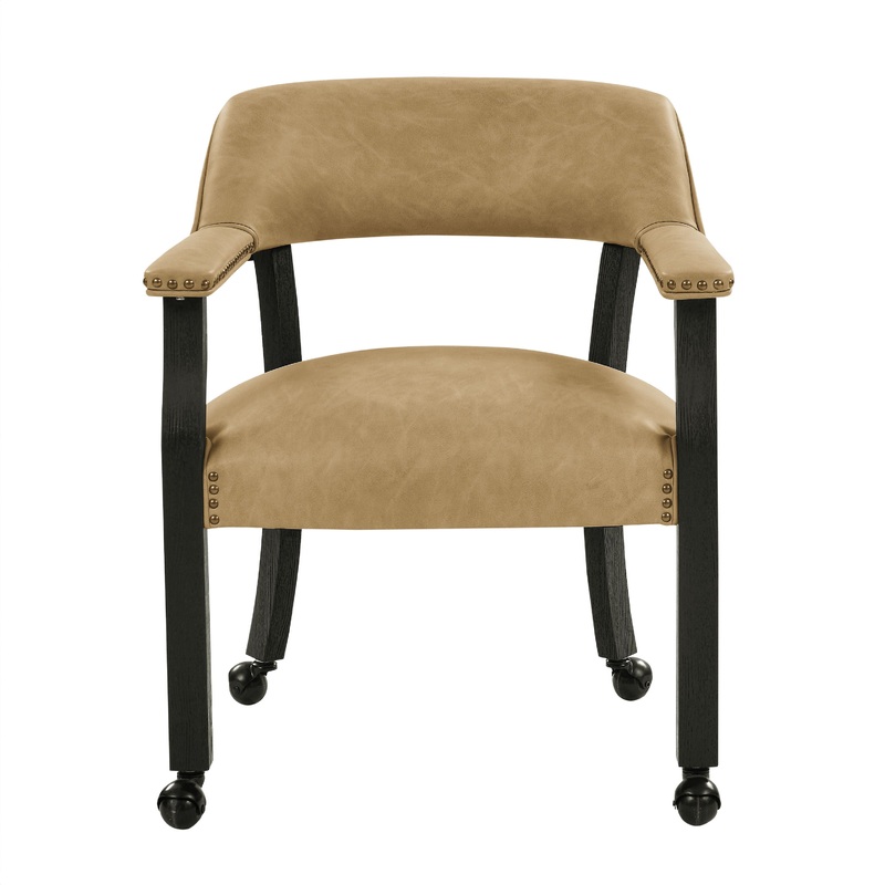 Rylie – Captains Chair – Black Finish With Sand Vegan Leather – Black