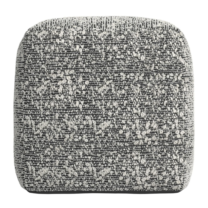 Nahara – Boucle Woven Square Pouf – Black