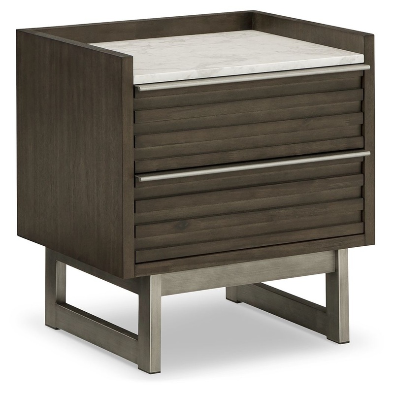 Arkenton – Two Drawer Night Stand – Grayish Brown / White