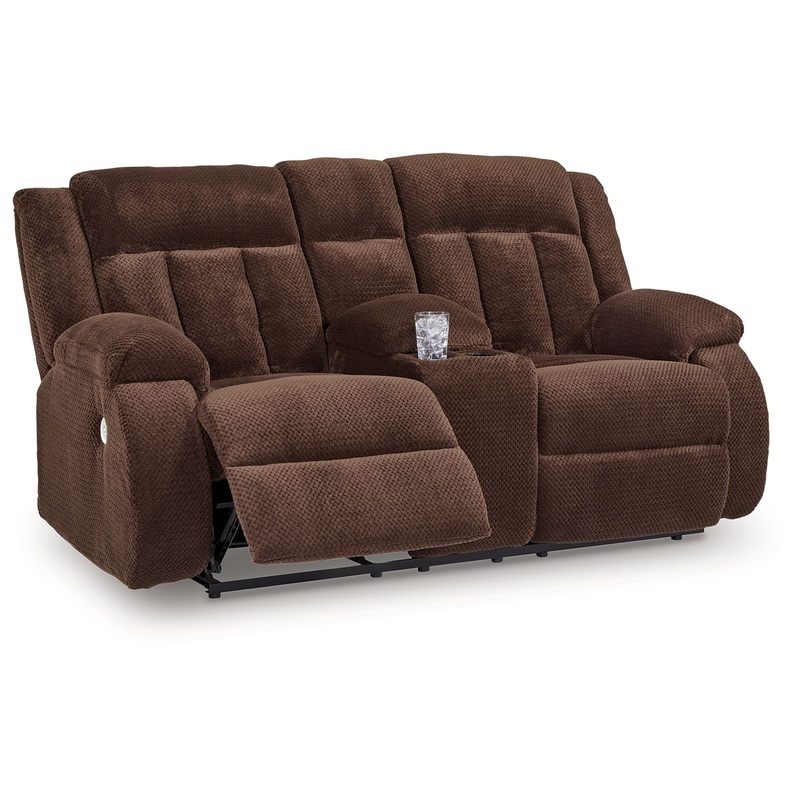 Free Wake – Double Relcining Power Loveseat With Console – Chocolate